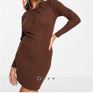 Knit brown mini dress